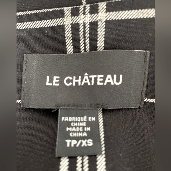 Le Chateau Open Long Blazer Black/ White checker print with pockets SZ: XS/S - Picture 5 of 5